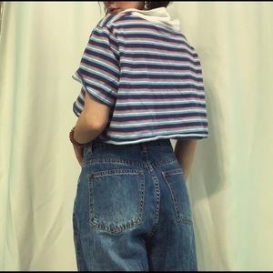 cropped striped rugby shirt